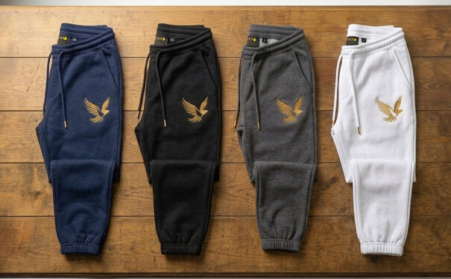 UQAABSKT Signature Fleece Trouser – Elastic Hem – Jogger | Embroided – Gold Eagle Edition