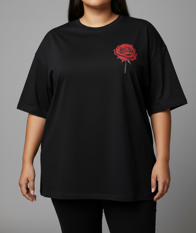 UQAAB Rose Print Oversized T-Shirt | Universal