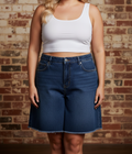Dark Blue Denim Jorts – Front View