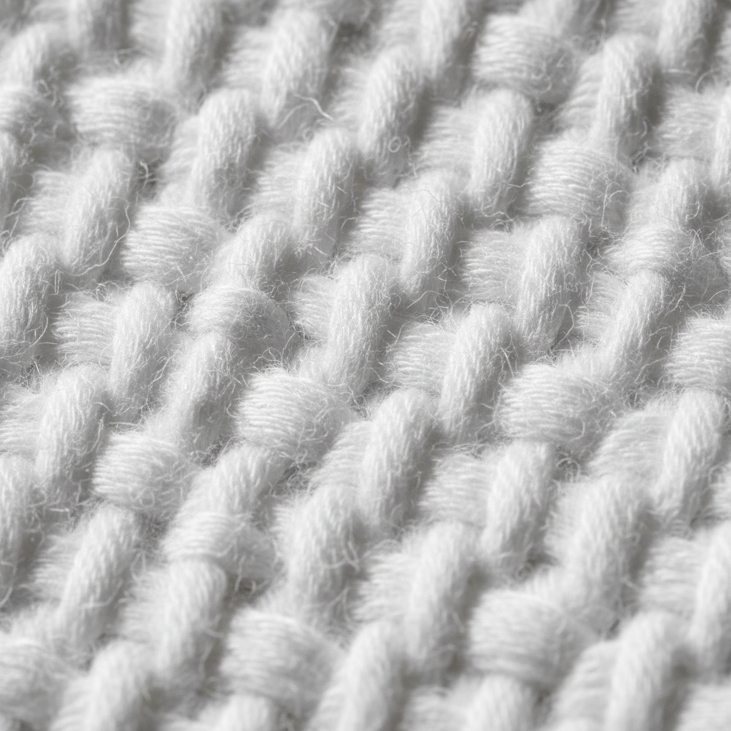 White Heavyweight Cotton Fabric Extreme close up shot 
