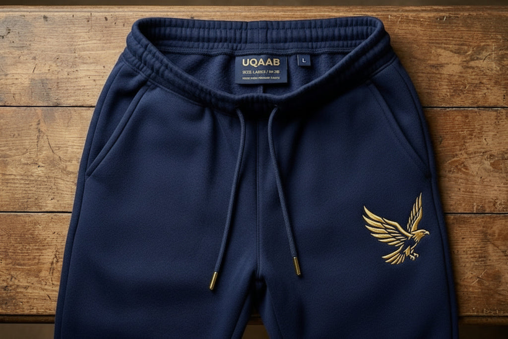UQAABSKT Signature Fleece Trouser – Elastic Hem – Jogger | Embroided – Gold Eagle Edition