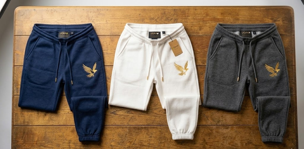 UQAABSKT Signature Fleece Trouser – Elastic Hem – Jogger | Embroided – Gold Eagle Edition