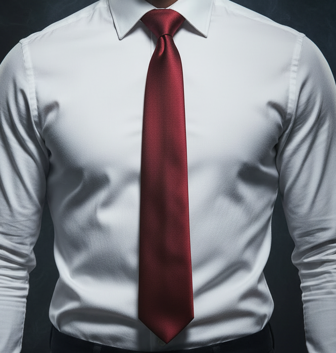 UQAAB Red Silk Skinny Tie 