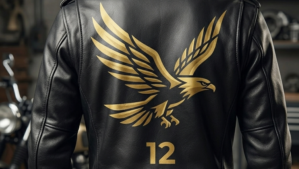 Uqaab "No. 12" Heritage Black Leather Motorcycle Jacket – Vintage Gold Eagle Edition | Ages Like A Fine Wine