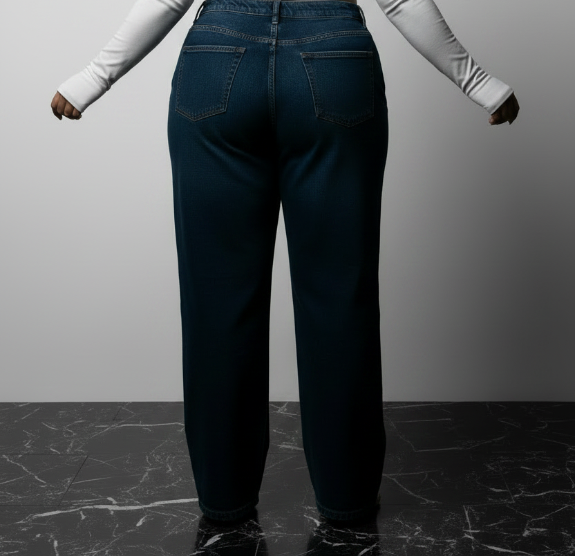 Back Shot – Dark Navy Barrel Jeans