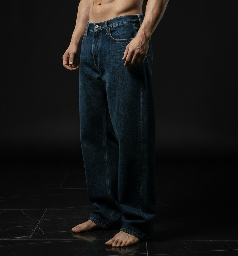 Baggy Denim - 3/4 Front Angle Full Length