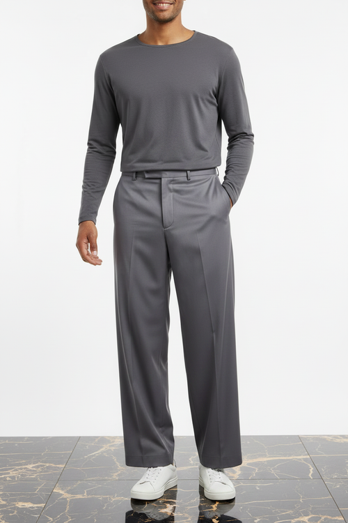 Baggy Wide-Leg Lyocell Trouser - Front - 