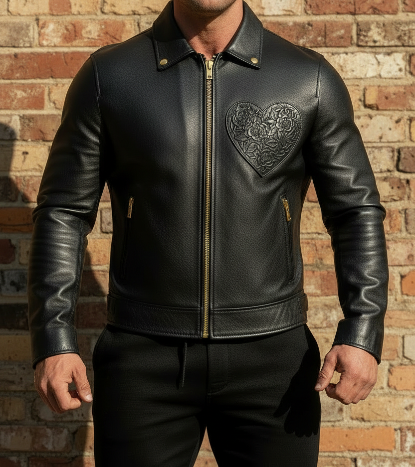 Black Cowhide Jacket All Gold Zip Hardware