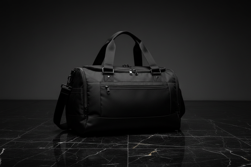 Black Gym Bag on Marble