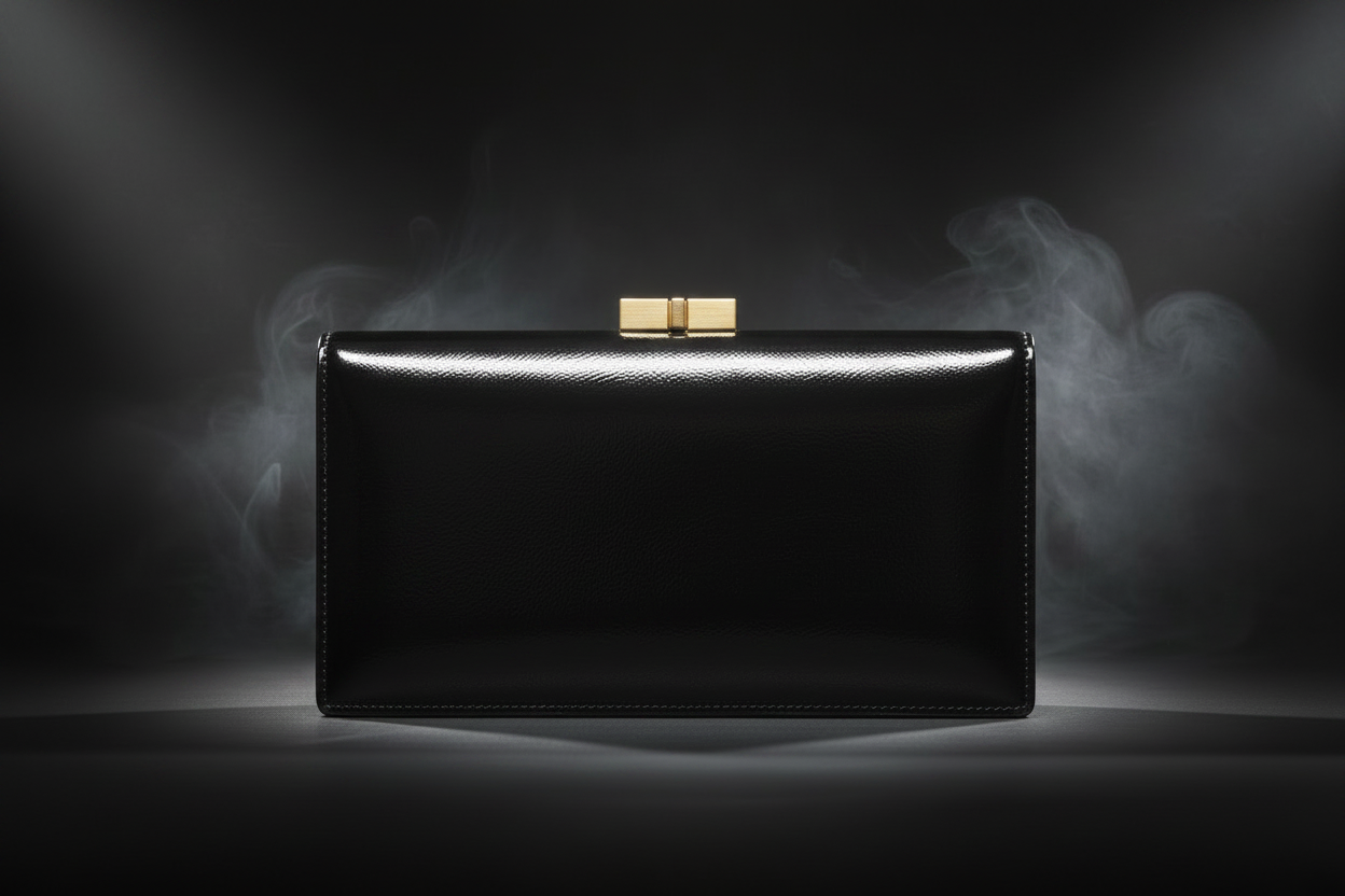 Black Leather Clutch - Front