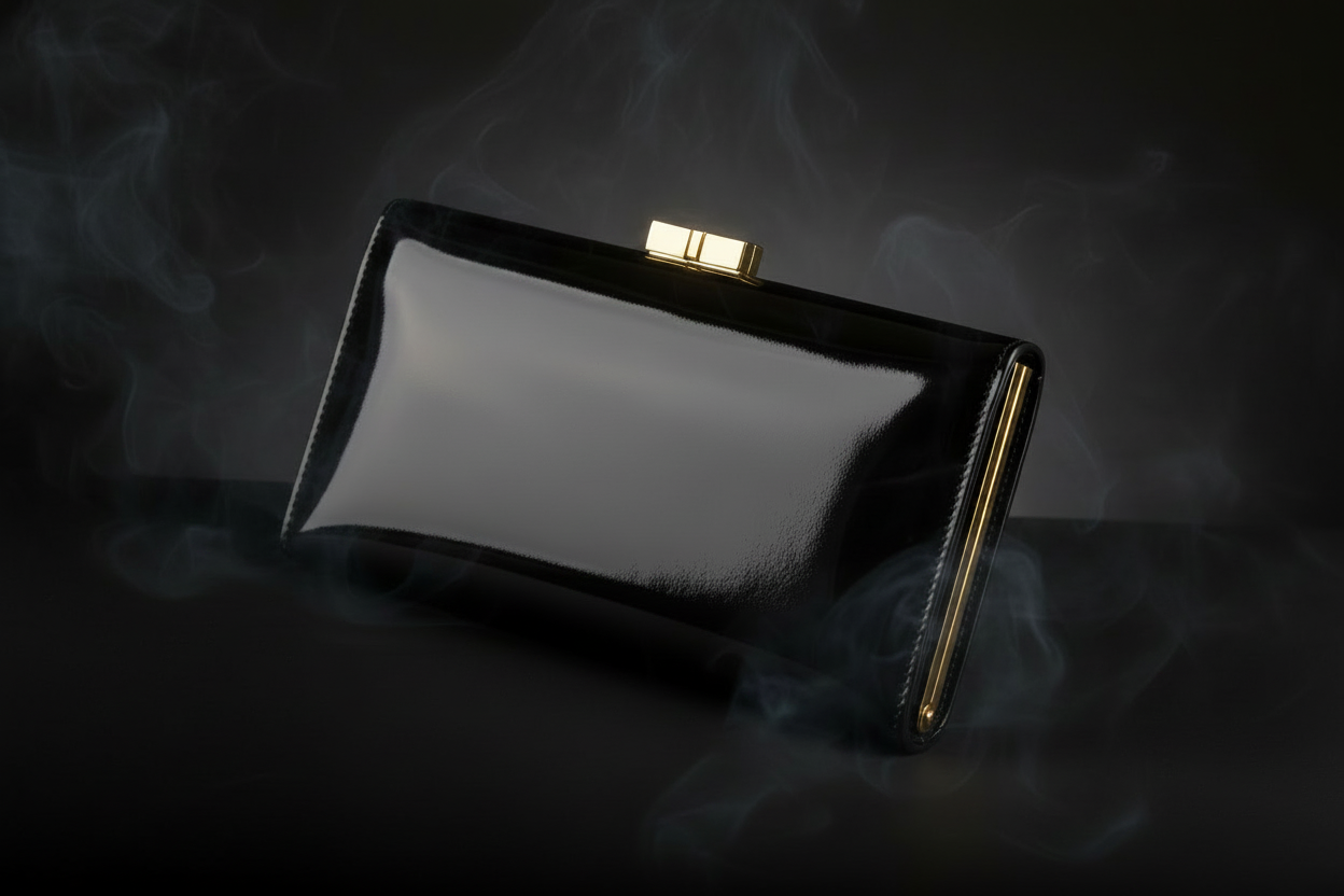 Black Leather Clutch - 