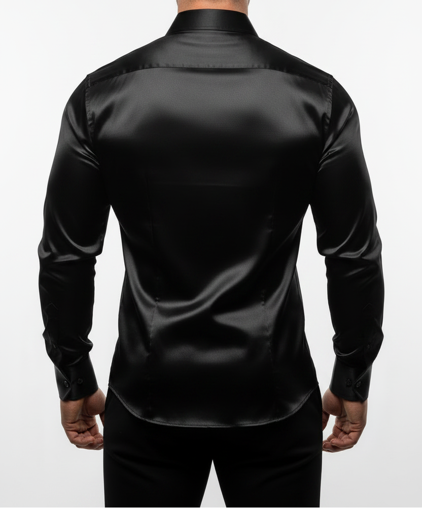 Black Silk Dress Shirt - Back Shot