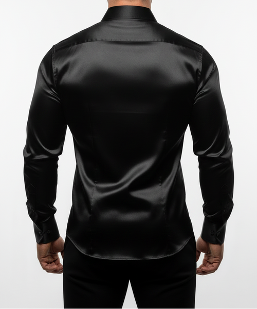 Black Silk Dress Shirt - Back Shot