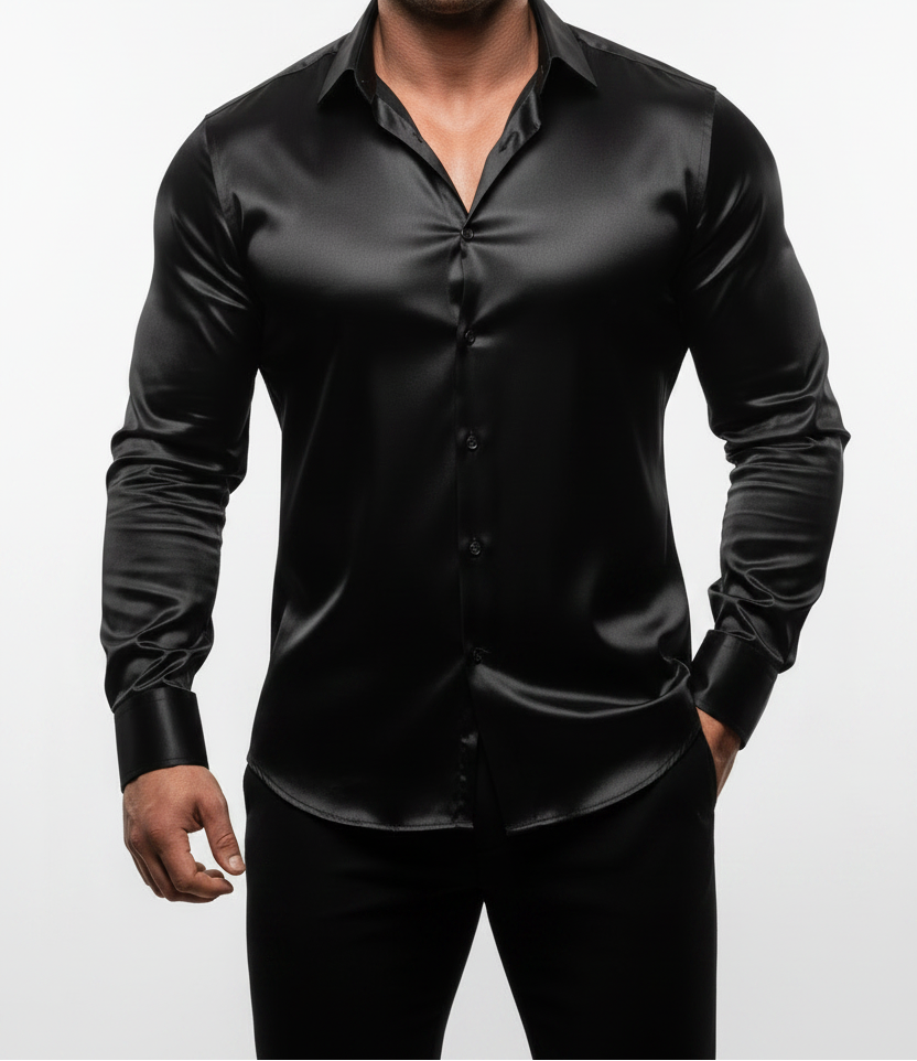 Black Silk Dress Shirt - 