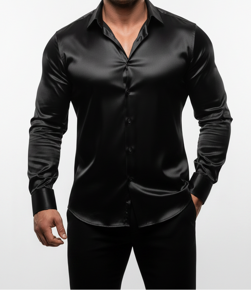 Black Silk Dress Shirt - 