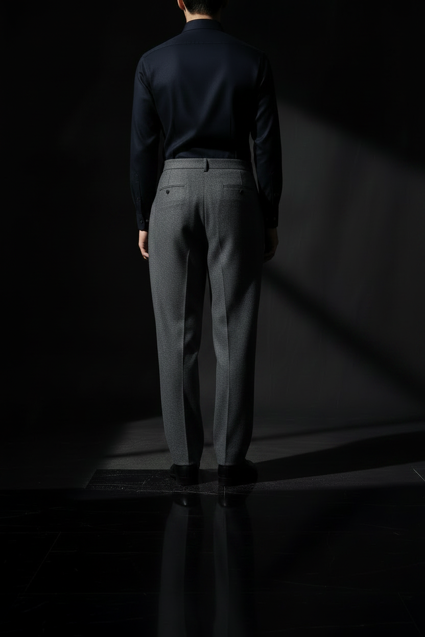 Grey Wool Trousers Back