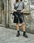 UQAAB Satin Leather Jorts - Black