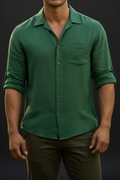 Linen Green Shirt - No Pocket, Cropped