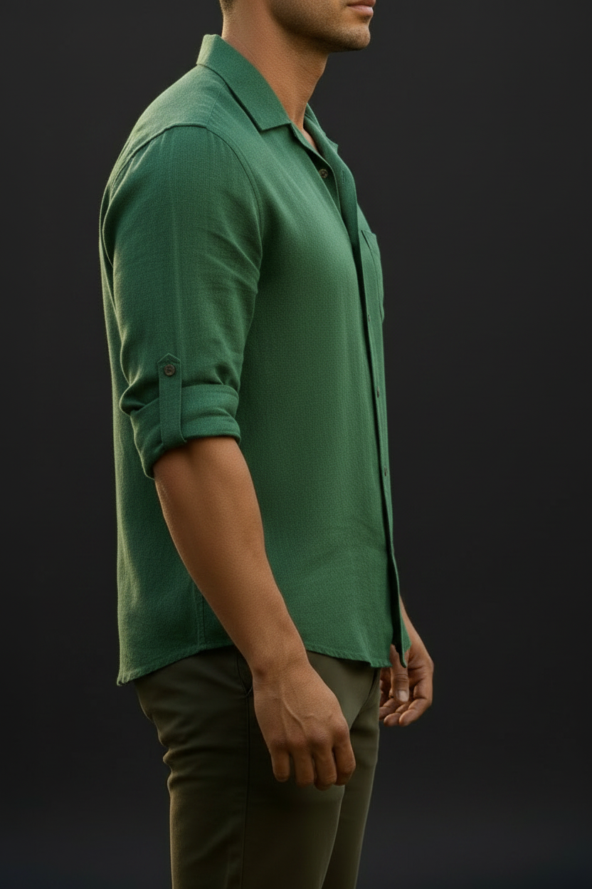 Linen Green Shirt - True Side Profile