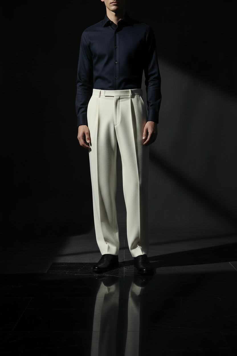 Off-White Cotton Twill Front