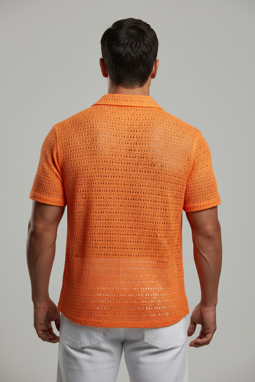 Orange Crochet Shirt - Back View