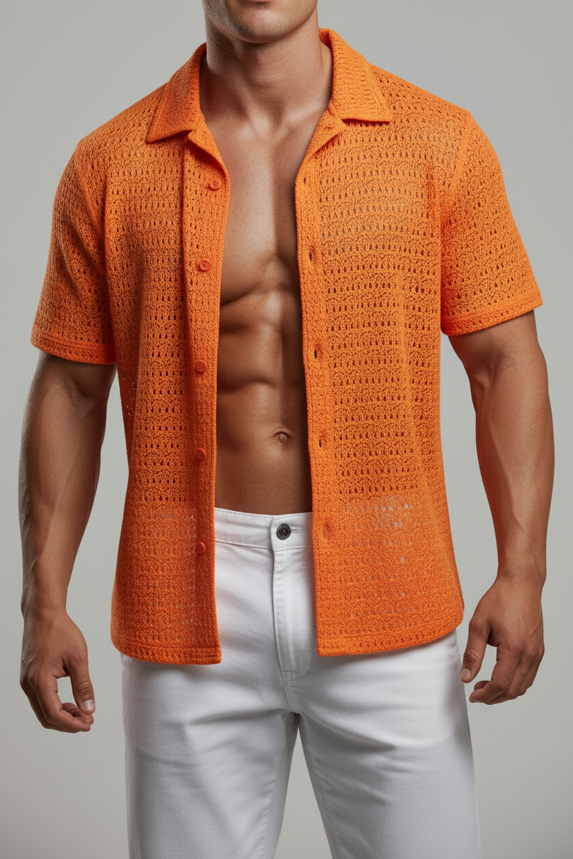 Orange Crochet Shirt