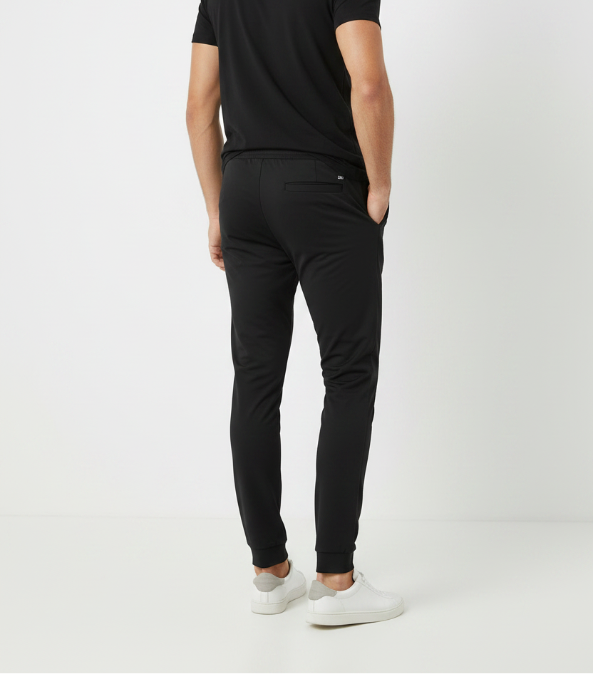 Premium Black Athleisure Jogger Trouser - Back View