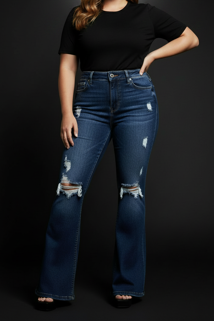 Ripped Bell Bottom Jeans 