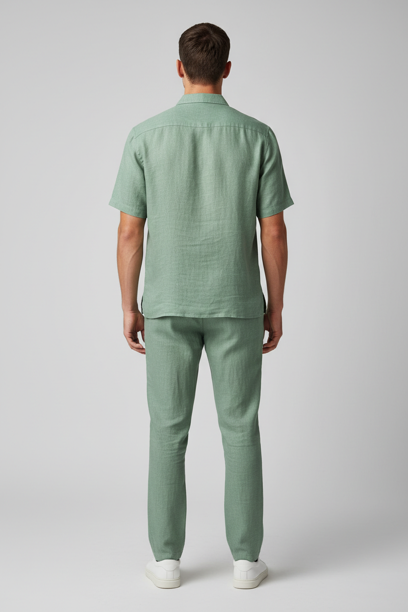 Sage Green Linen Co-ord Set - Back View