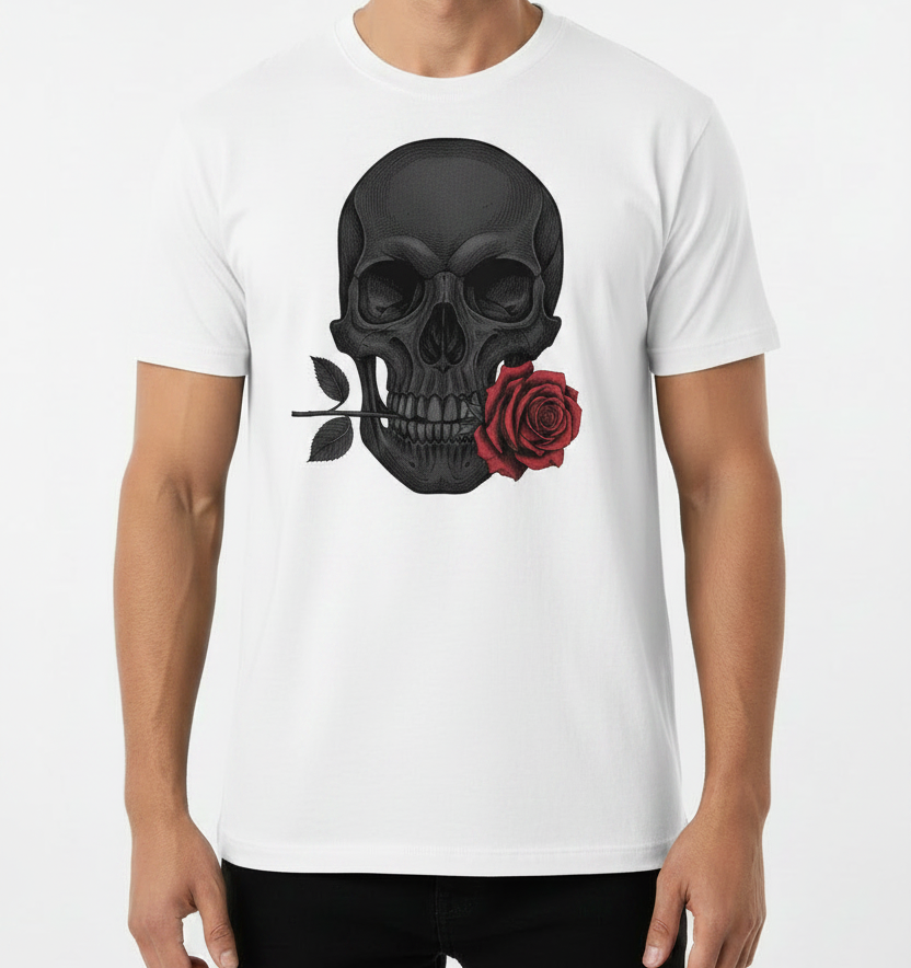 Skull Rose Tee - White