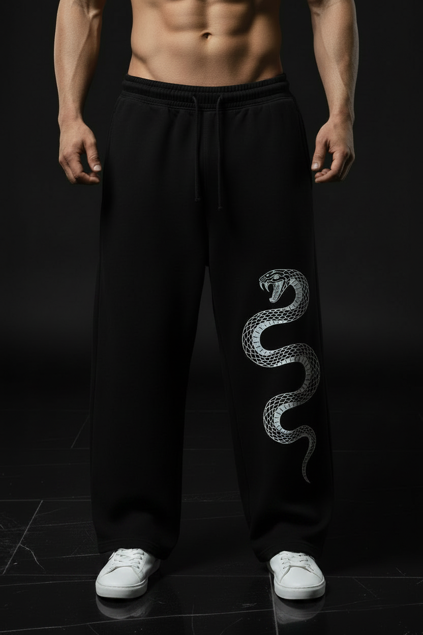 Snake Trouser Model With White Sneakers