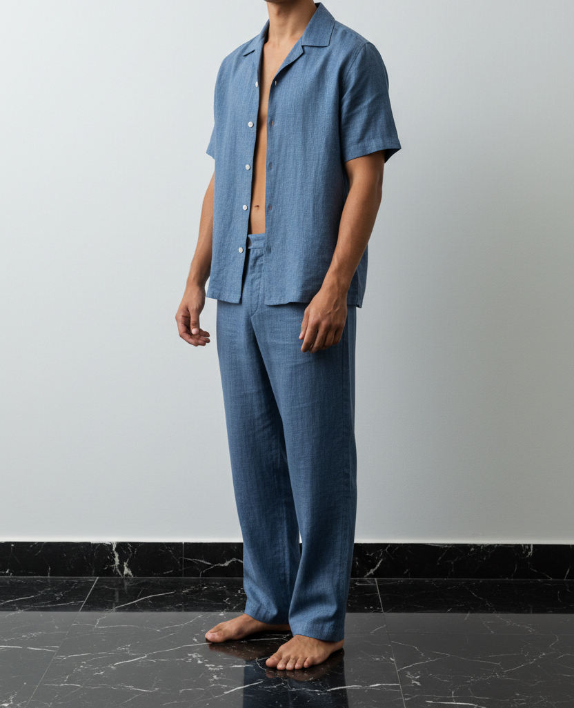 Steel Blue Linen Co-ord Set