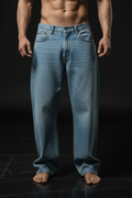UQAAB Baggy Jeans – Light Blue Front View
