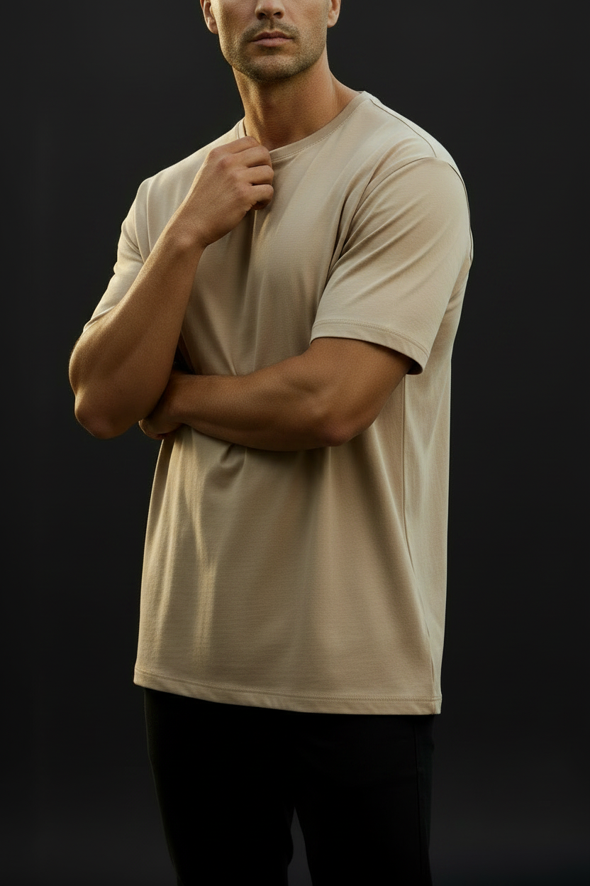 UQAAB Beige Supima Tee -
