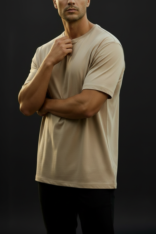 UQAAB Beige Supima Tee -