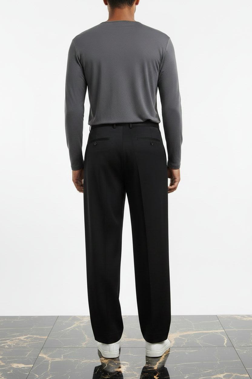 UQAAB Black Baggy Wide-Leg Lyocell Trouser - Back View