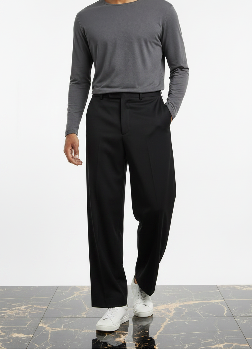 UQAAB Black Baggy Wide-Leg Lyocell Trouser 