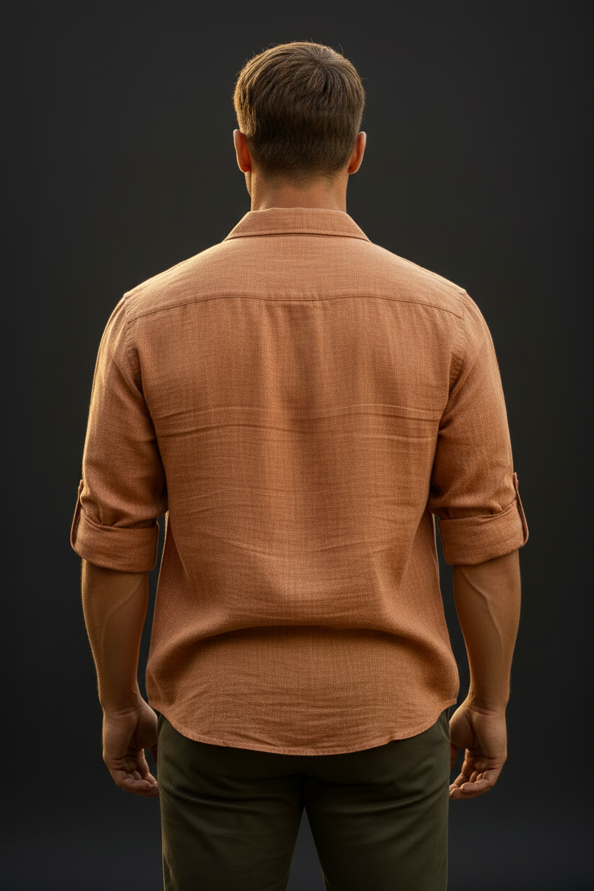 UQAAB Earth Tone Linen Shirt - Back Shot