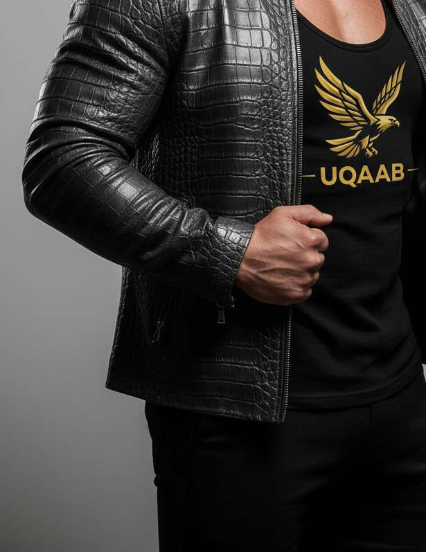 UQAAB Grey Croc Jacket - Bodybuilder with Tank Top