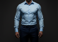 UQAAB Solid Light Blue Dress Shirt 