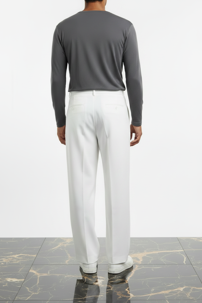 UQAAB White Baggy Wide-Leg Lyocell Trouser - Back Shot