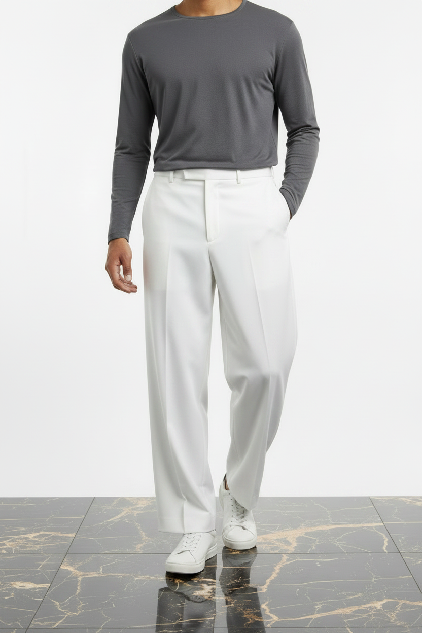 UQAAB White Baggy Wide-Leg Lyocell Trouser