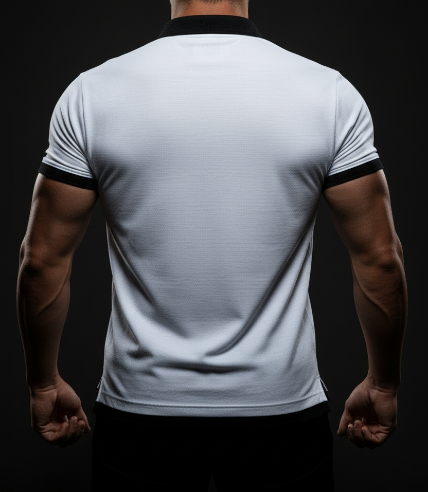 UQAAB White Polo – Clean Back Shot