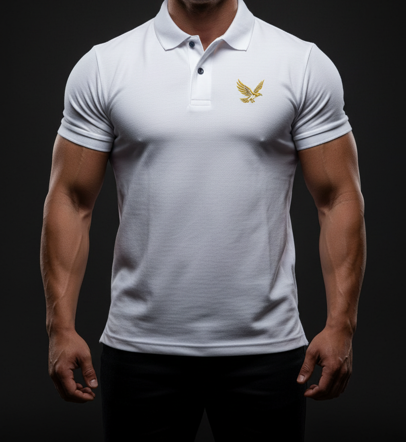 UQAAB White Polo - Logo on Left Chest