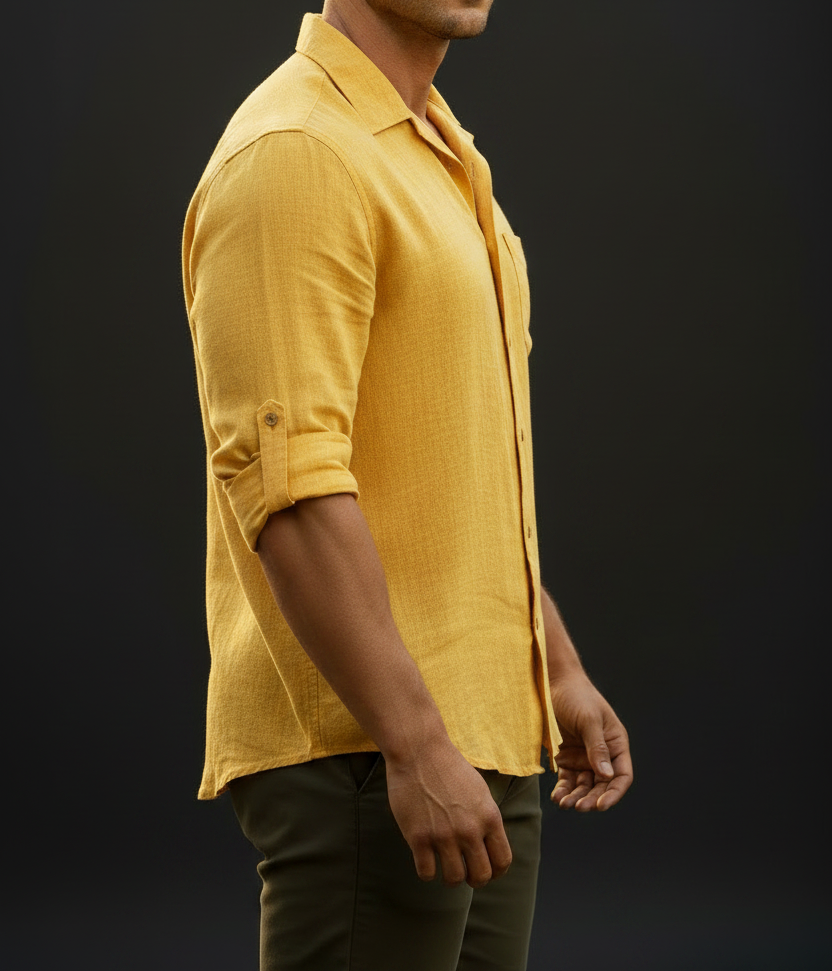 UQAAB Yellow Linen Shirt - Side
