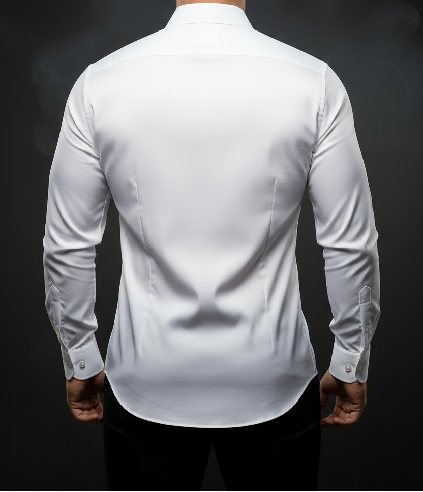 White Cotton Poplin Shirt - Back Shot Fixed